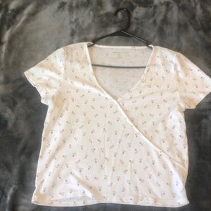 American Eagle Short Sleeve Wrap Front Tee